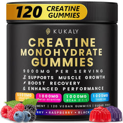 Kukaly Creatine Gummies in mixed flavors for convenient pre-workout energy.