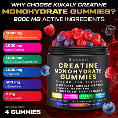 Kukaly gummies with L-Taurine and BCAA 2:1:1 for focus.