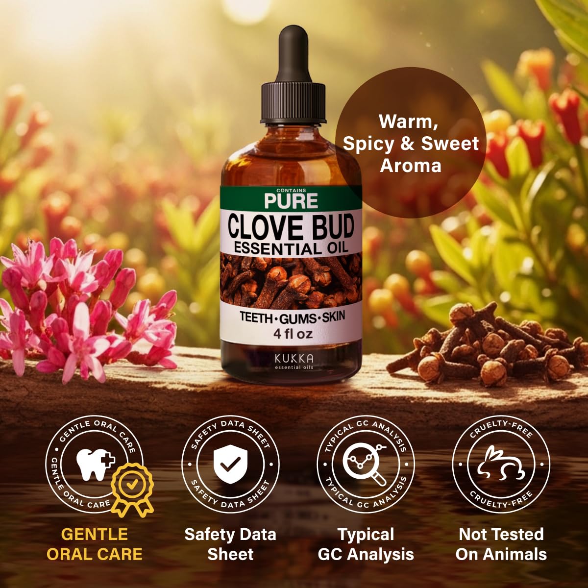 KUKKA Clove oil for DIY body care and spa rituals.