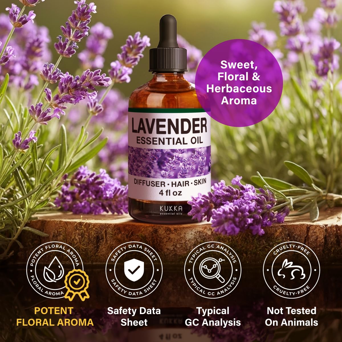 KUKKA cruelty-free, non-GMO lavender oil for clean beauty routines.