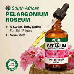 KUKKA Rose Geranium Oil diffuser highlights a calming, refreshing space.