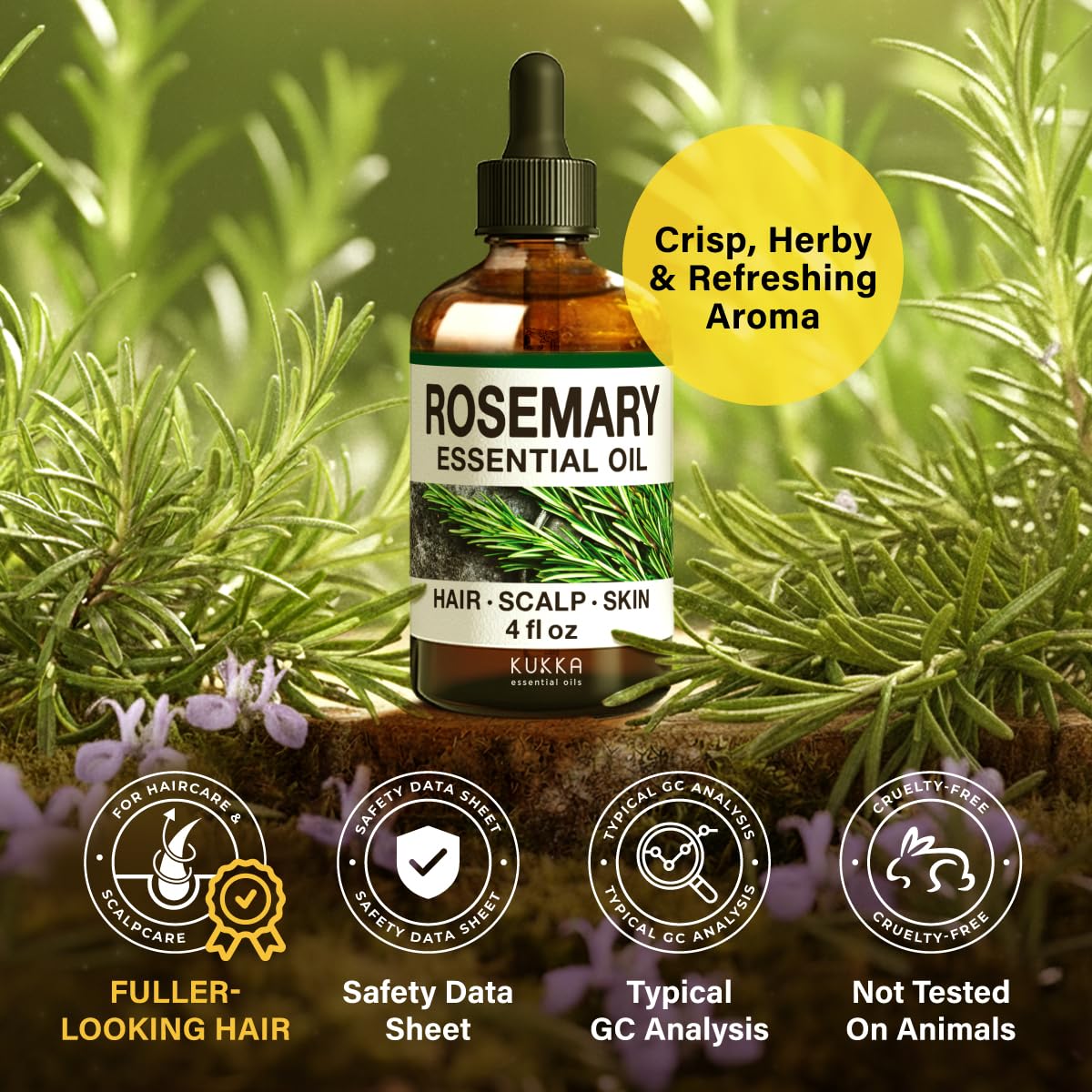 KUKKA Rosemary oil used in soap making for natural fragrance.