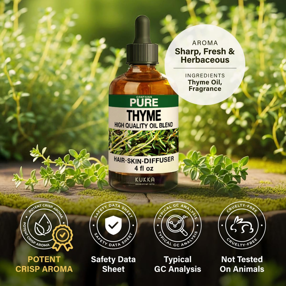 KUKKA Thyme Oil paired with carrier oil for hair care routines