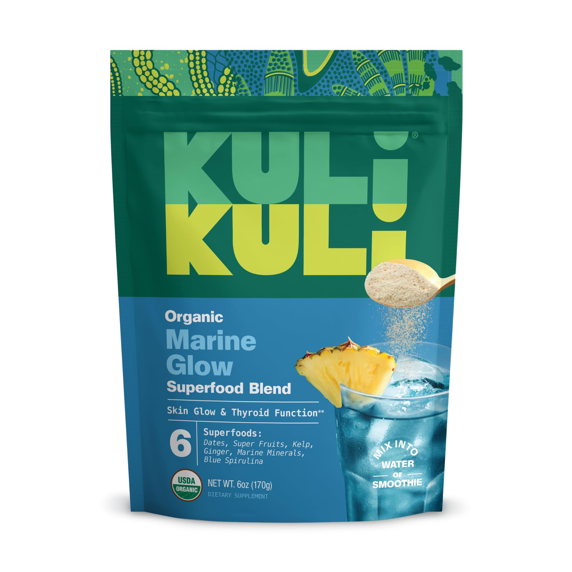 Kuli Kuli Marine Glow bottle for daily skin health support.