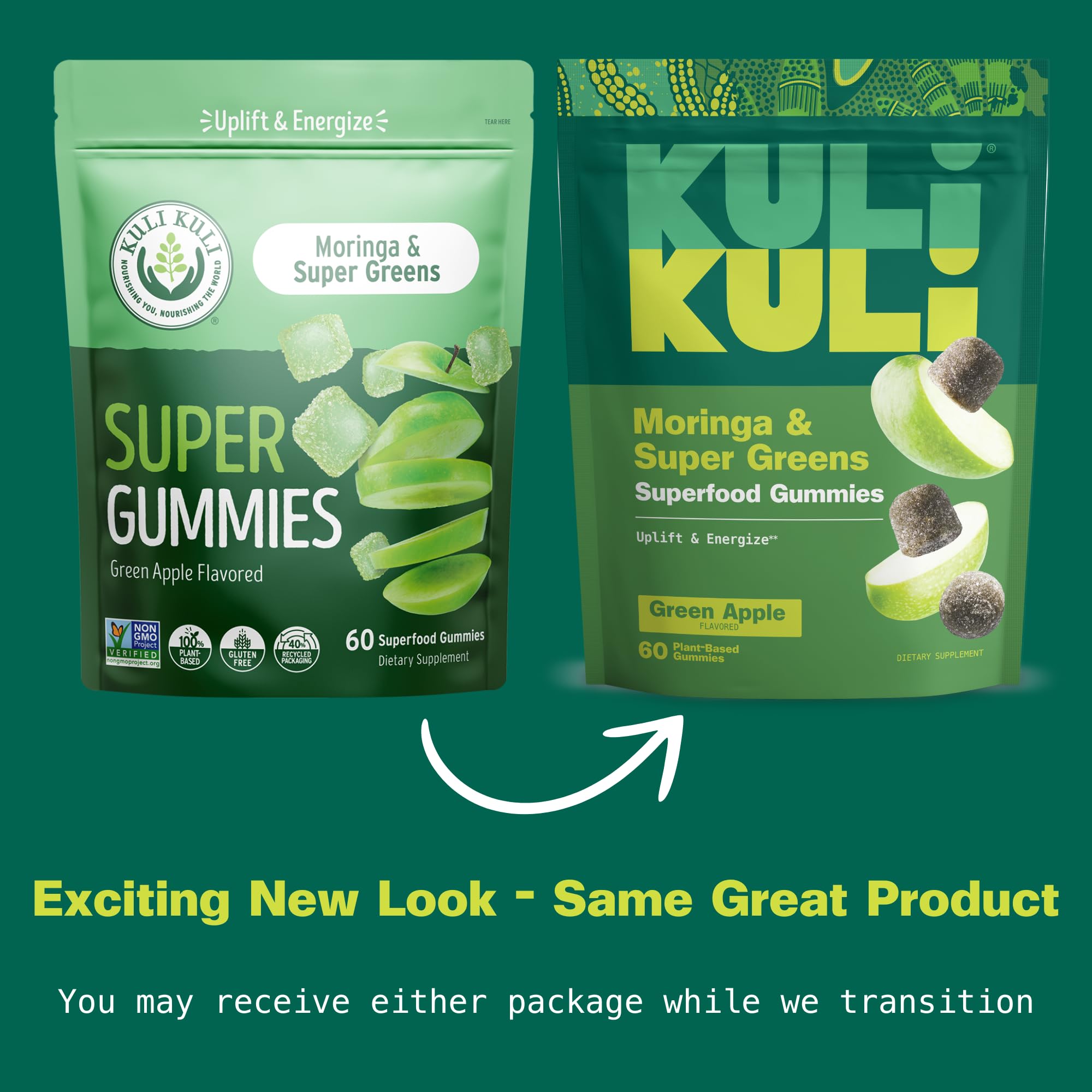 Kuli Kuli moringa leaves highlight natural plant-based ingredients and fiber benefits.