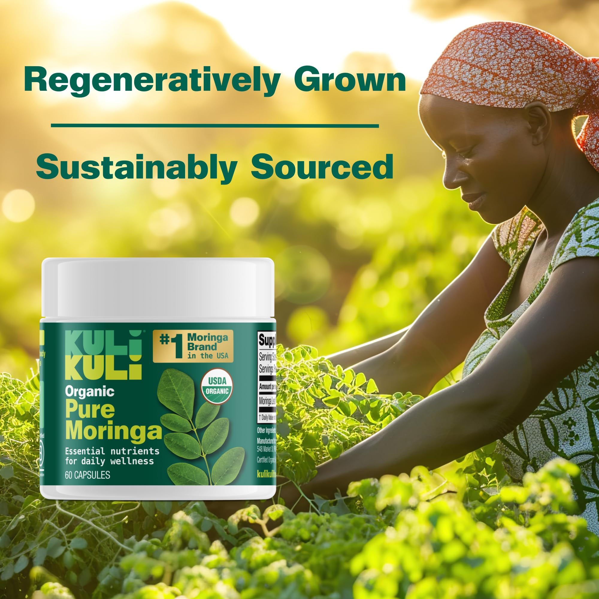 Kuli Kuli Moringa manufactured in USA stamp reflecting trusted quality