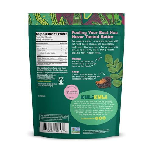 Kuli Kuli Super Energy Gummies pack shot highlighting convenient on-the-go snacking.