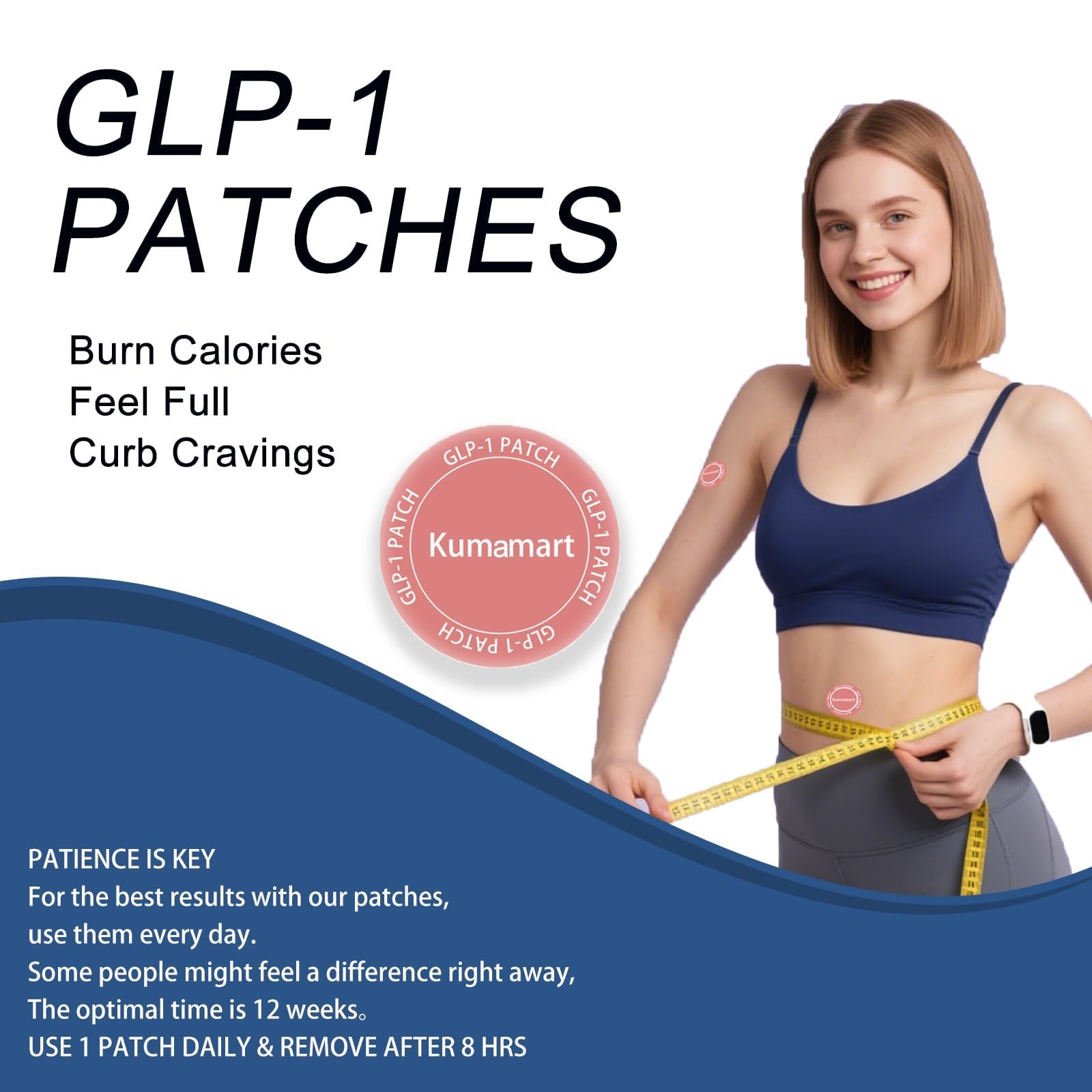 kumamart GLP-1 patch designed for all skin types with gentle adhesion