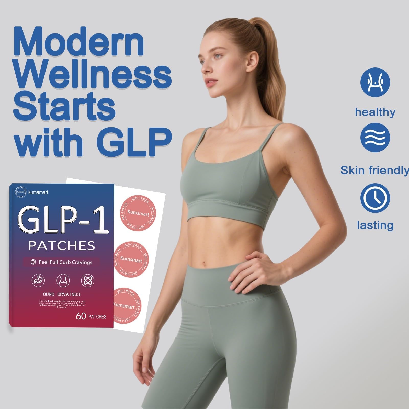 kumamart GLP-1 patch being applied to clean dry skin for easy use