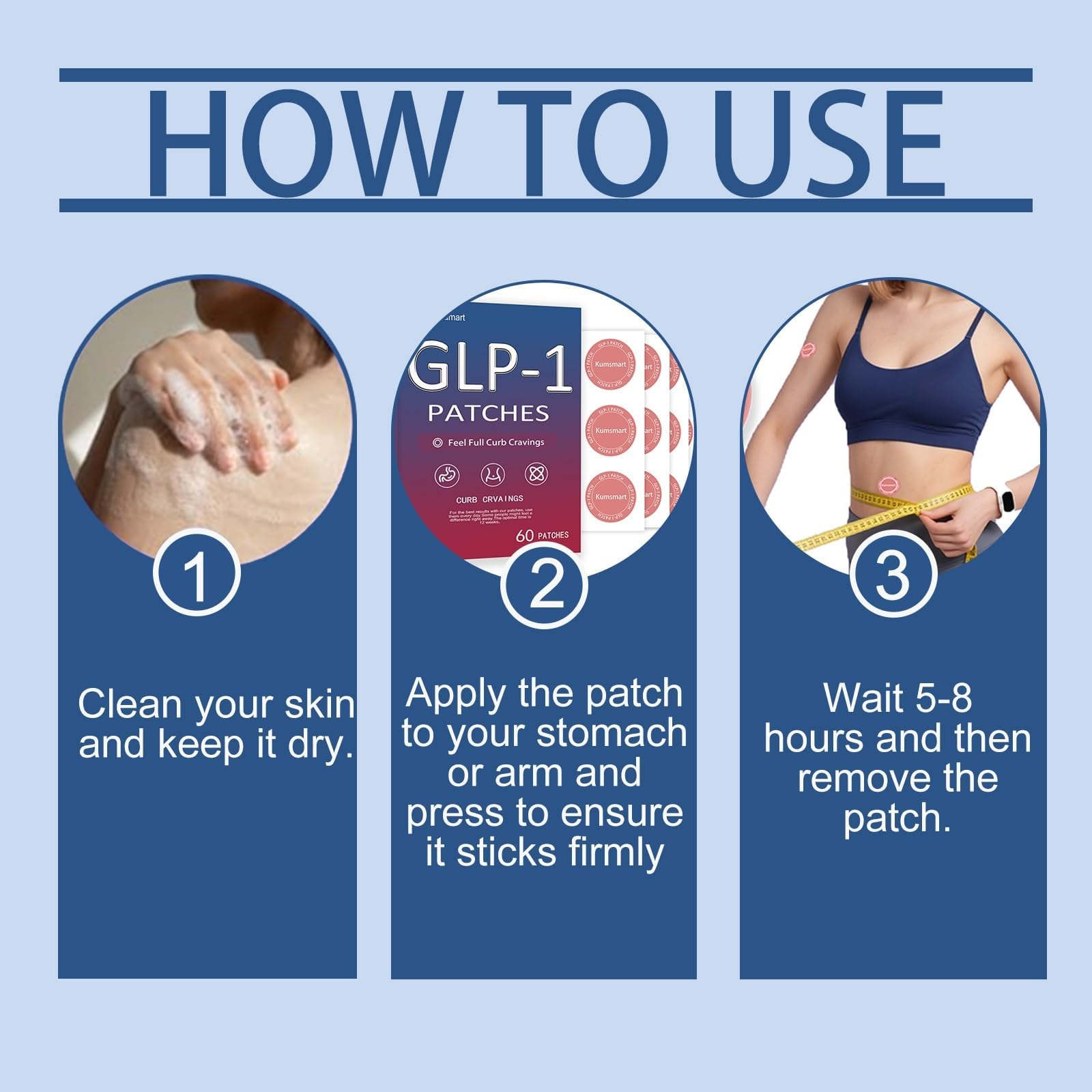 kumamart GLP-1 patch removal demonstrated with oil for a smooth finish