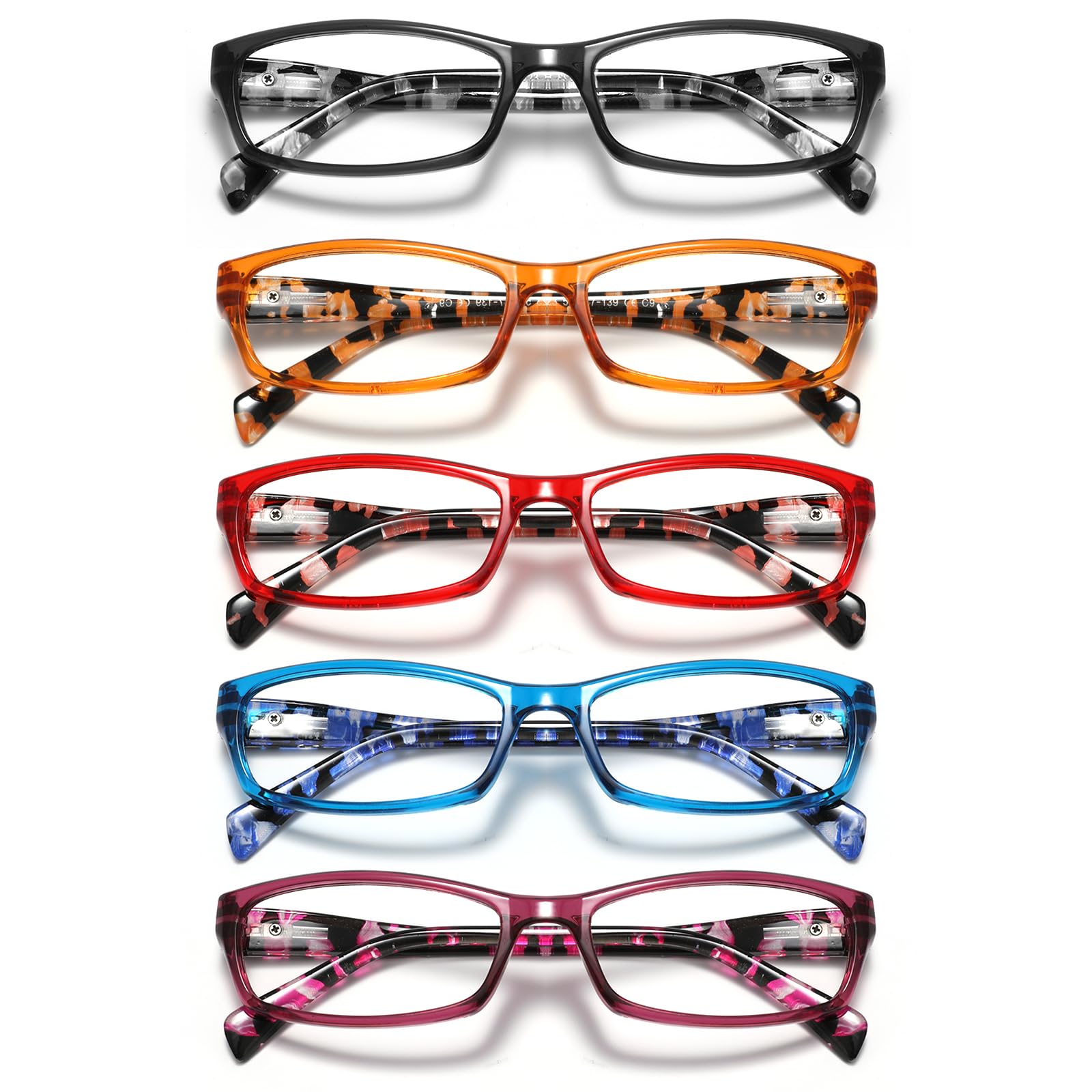 Kunchu black floral reading glasses with 2.5 diopter offer crisp, clear reading anywhere.