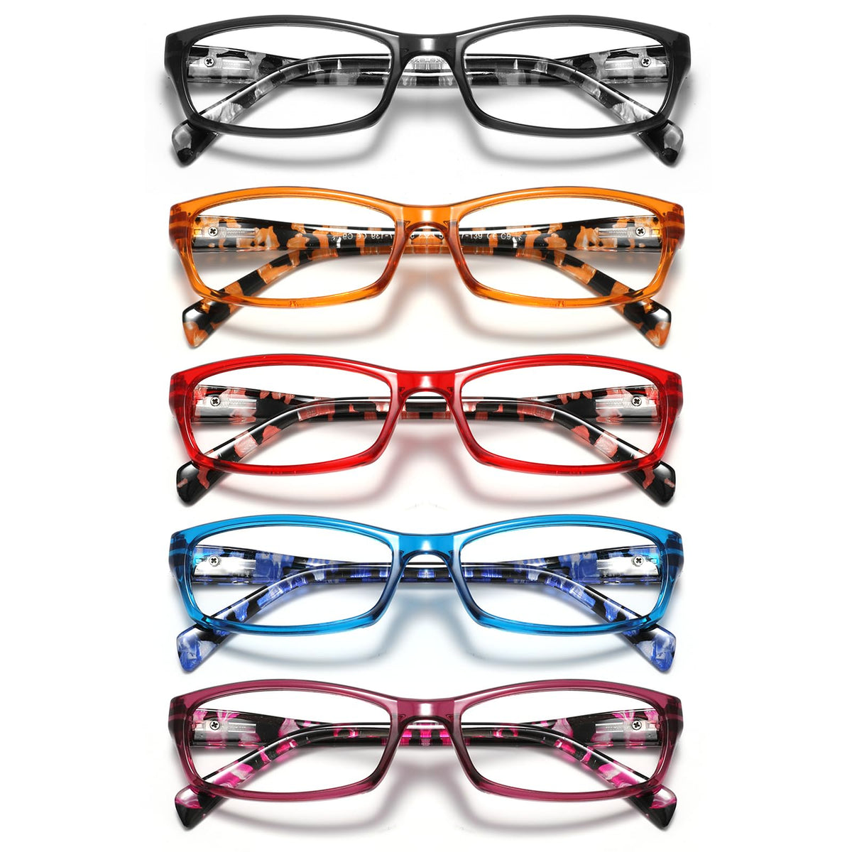 Kunchu black floral reading glasses with 2.5 diopter offer crisp, clear reading anywhere.