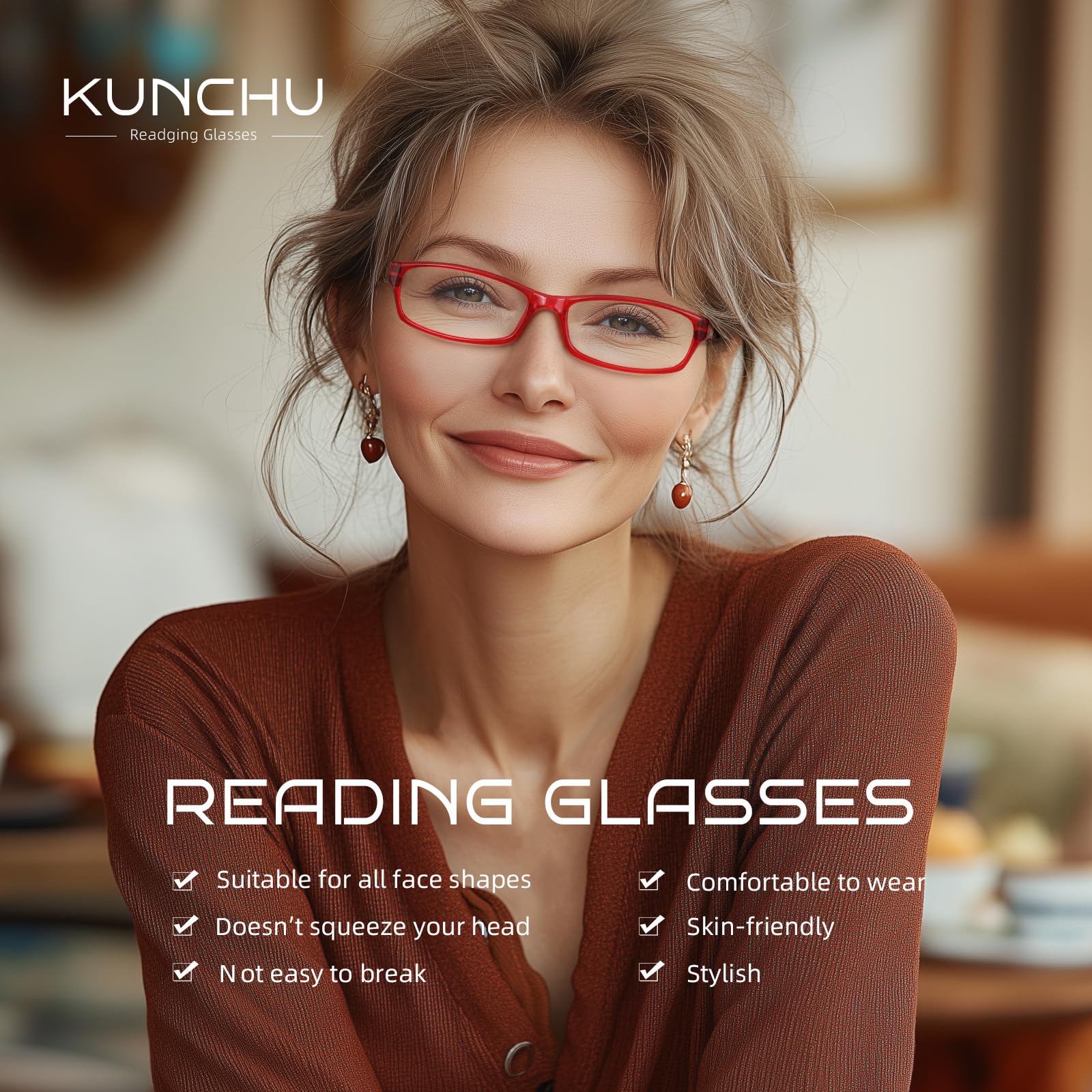 kunchu blue light blocking reading glasses reduce eye strain during screen time