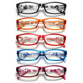 kunchu 5-Pack Reading Glasses – Blue Light Blocking, Spring Hinge, Clear Floral (3.5)