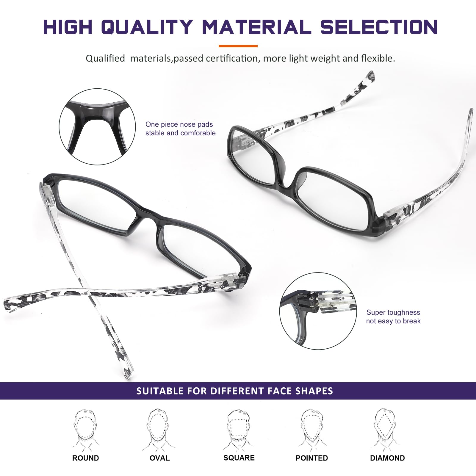 kunchu five style reading glasses set for work and casual looks