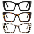kunchu 3 Pack Reading Glasses for Women – Oprah Style Oversized Square, Blue Light Blocking, Spring Hinge (2.5)