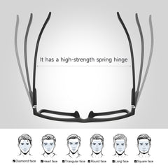 Kunchu men's square frames ideal for reading, screens, and everyday use.