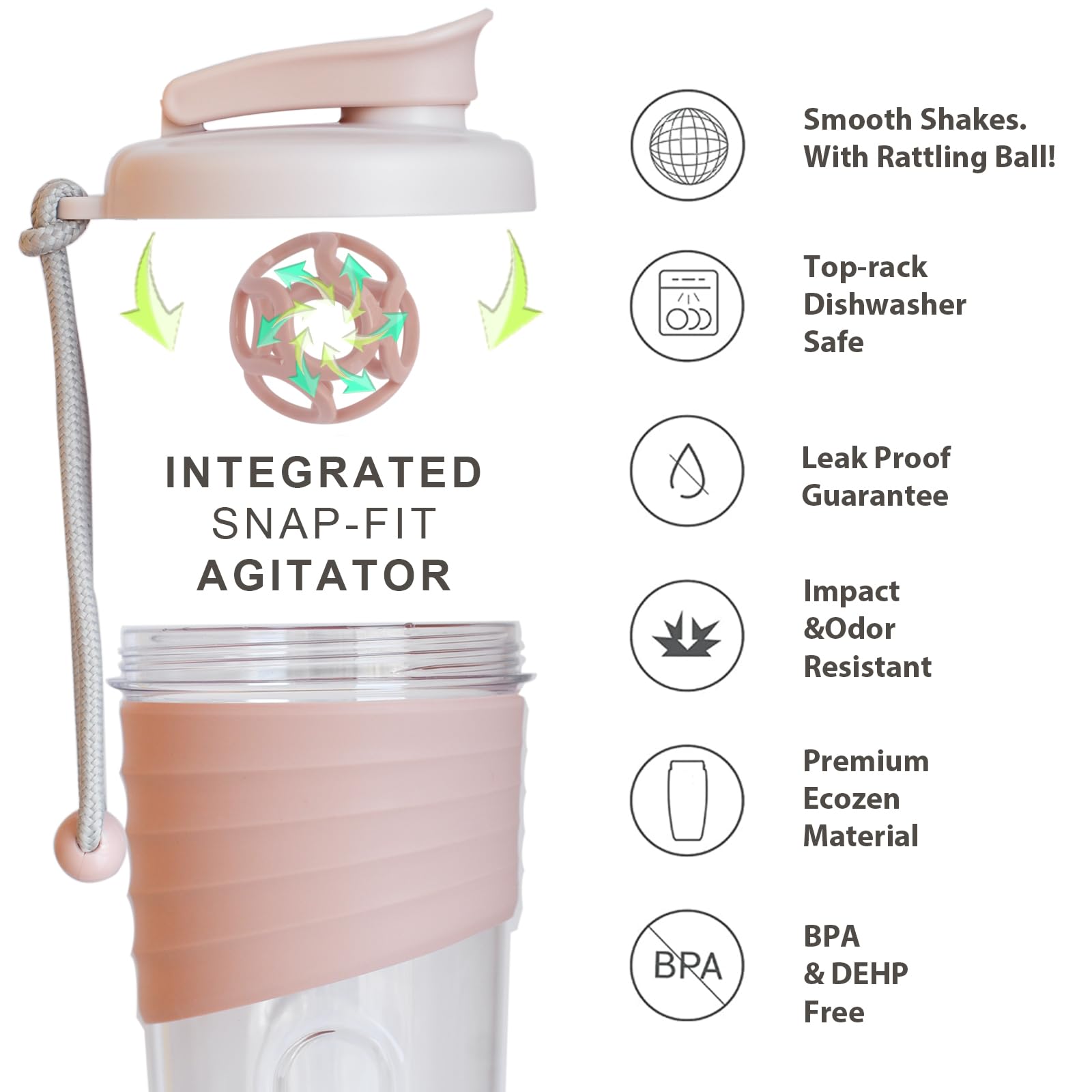 Kuoleopa shaker bottle is BPA-free and temperature safe