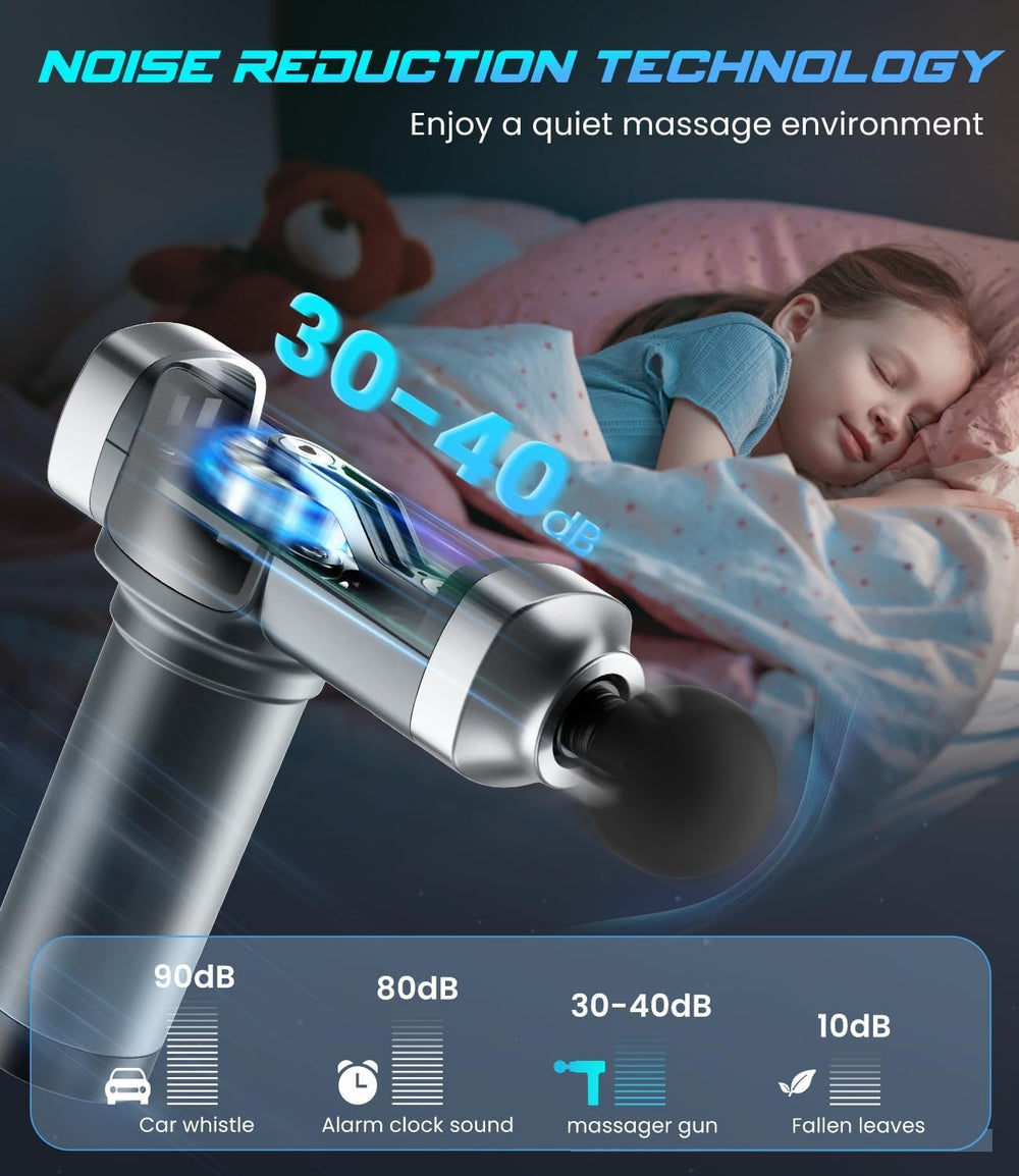 KUPAKY massage gun LED screen showing speed and battery at a glance.