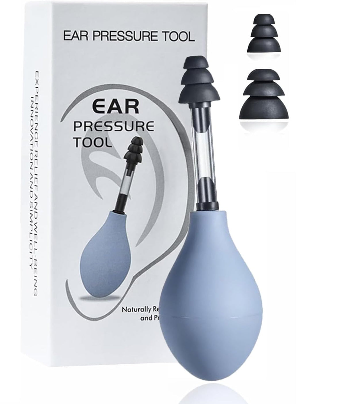 Kurava ear-pressure-relief-tool in hand, portable travel-ready relief.