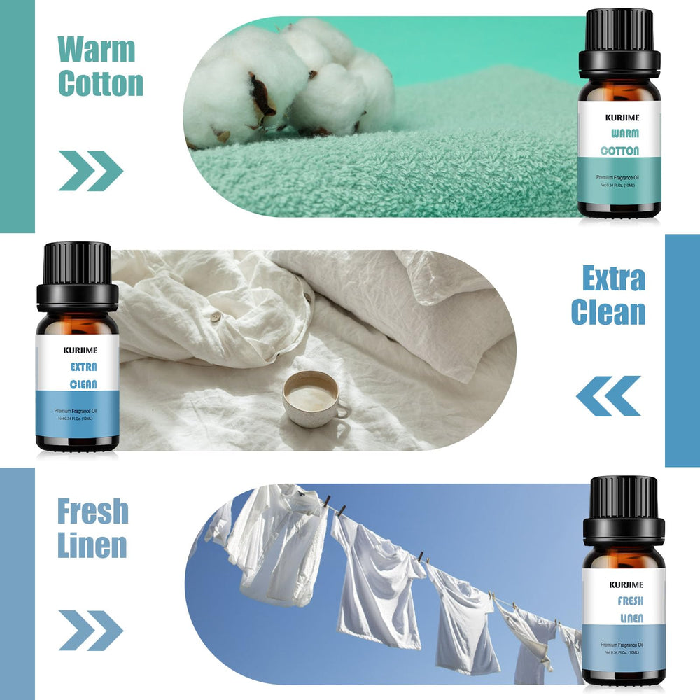 KURJIME Warm Cotton diffuser oil evokes freshly laundered freshness.