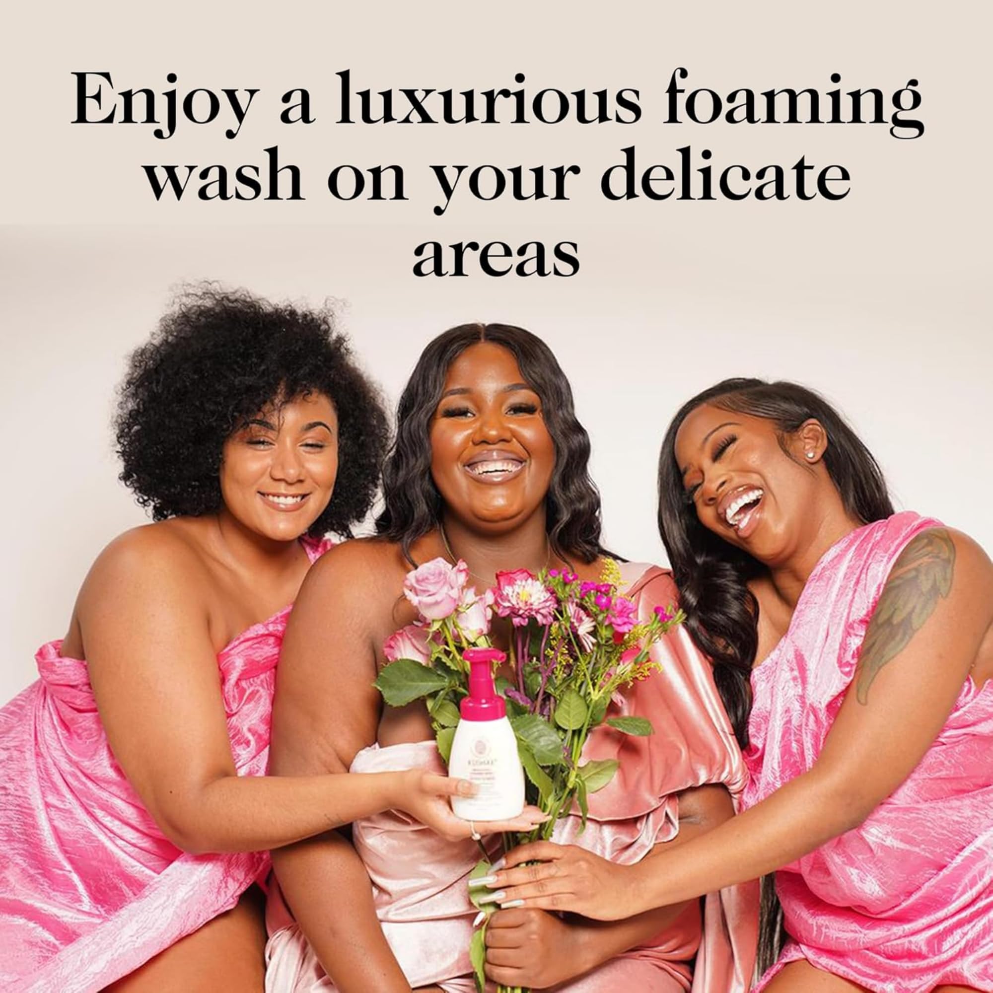 Kushae gentle wash being foamed on skin to illustrate texture.