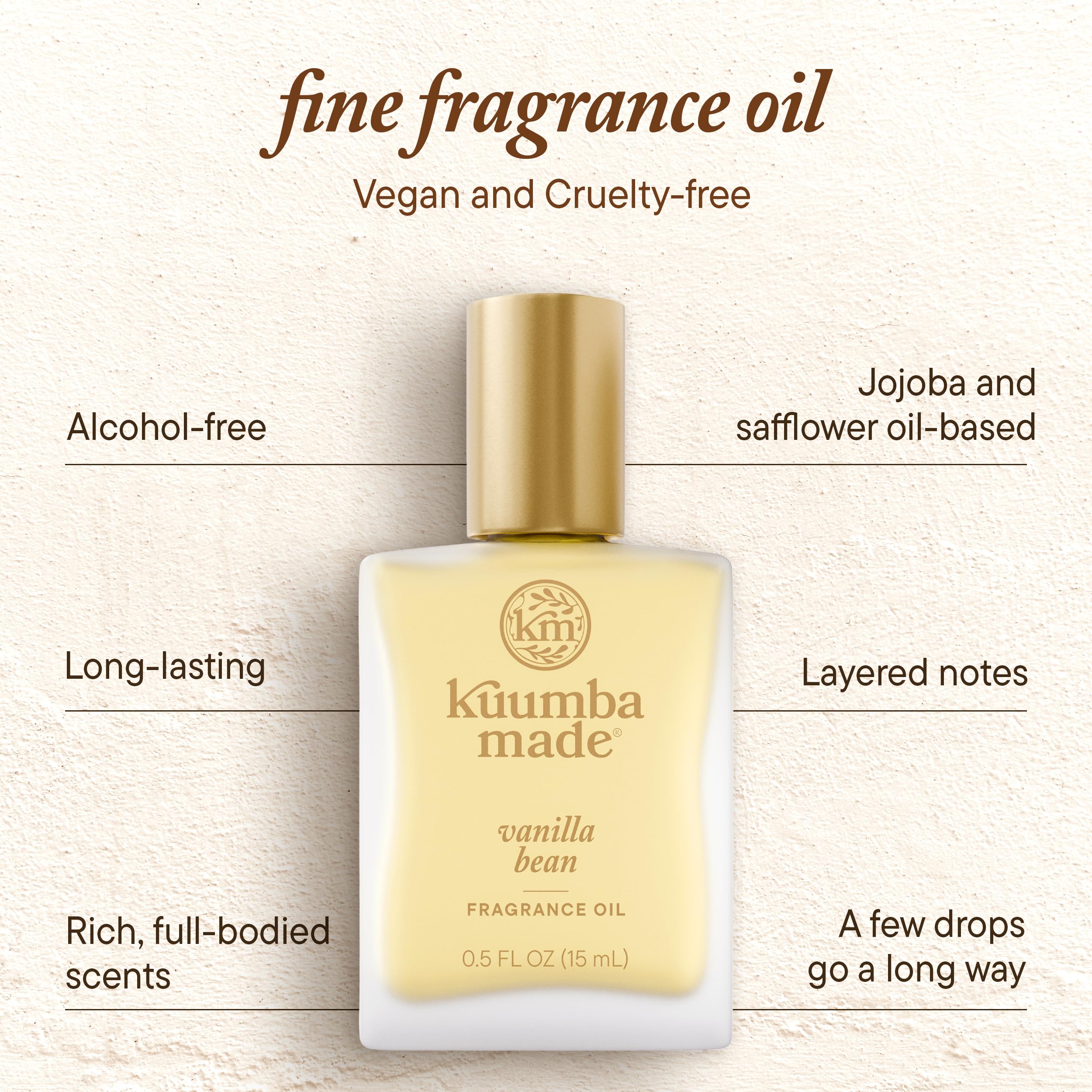 Kuumba Made Vanilla Bean Fragrance Oil shelf display ready for DIY projects.