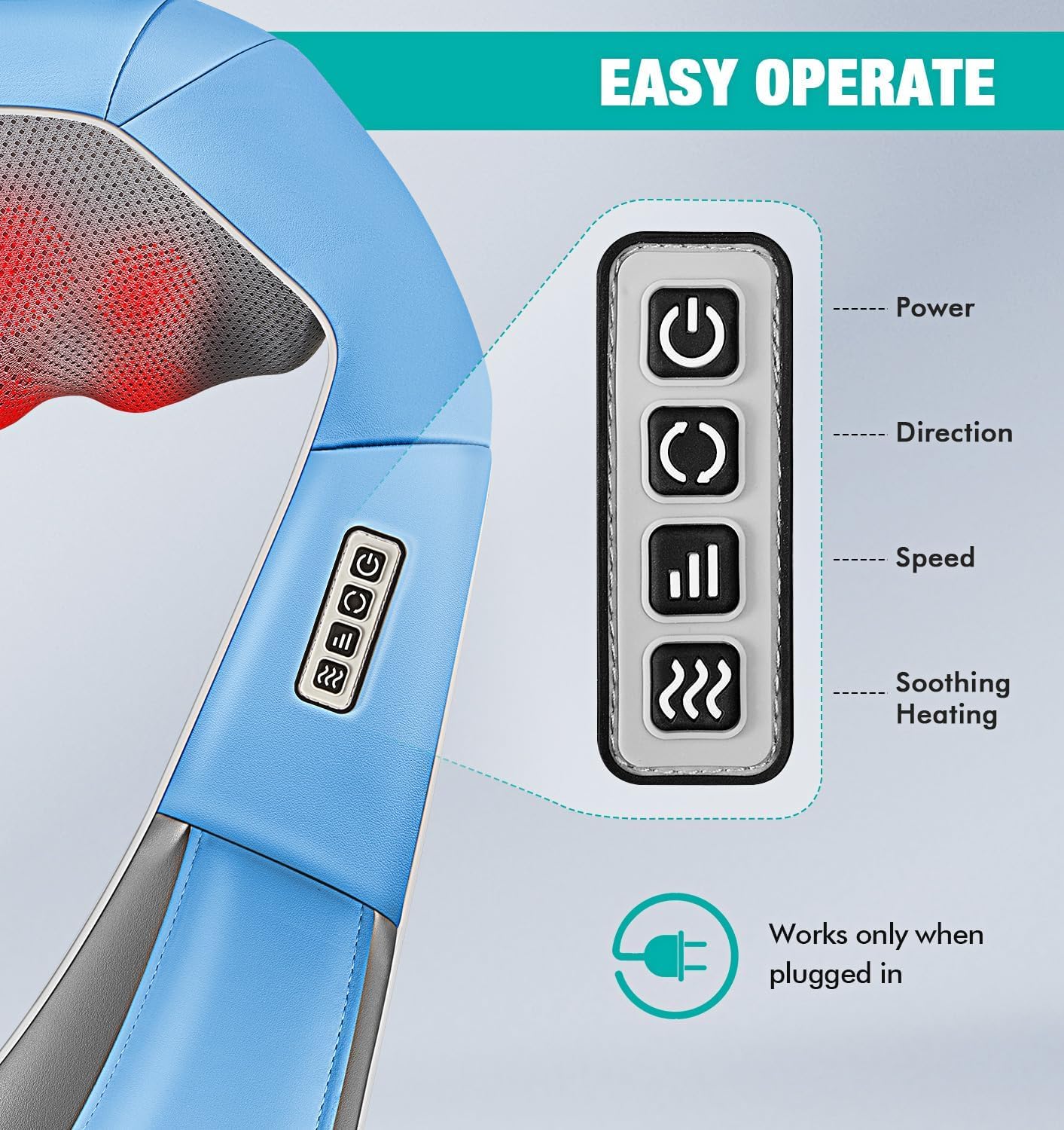 Close-up of Kuzaro deep tissue kneading nodes for targeted relief.