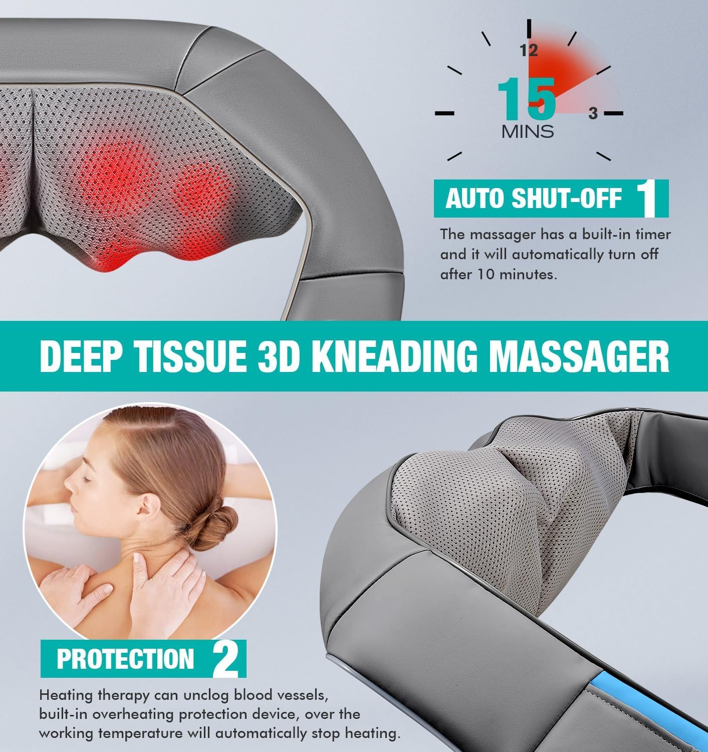 Kuzaro ergonomic U-shape design fits neck and shoulders comfortably.