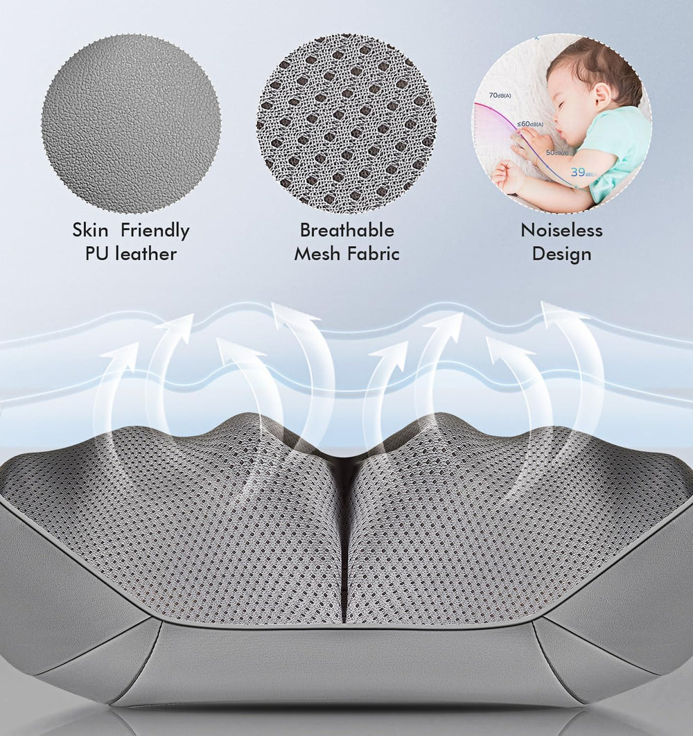 Kuzaro massager in use on back and shoulders for stress relief.