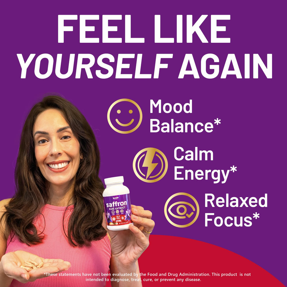 Kwala Nutrition saffron capsules pack shot highlighting pure saffron extract