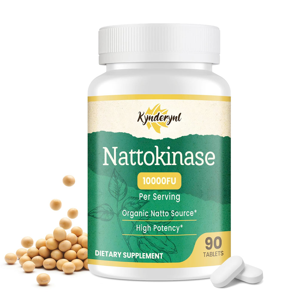 Kynderynl nattokinase tablet front shows potency for daily circulation support.