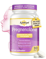 Kynderynl Pregnenolone bottle shows dual-dosing design for customizable daily support.
