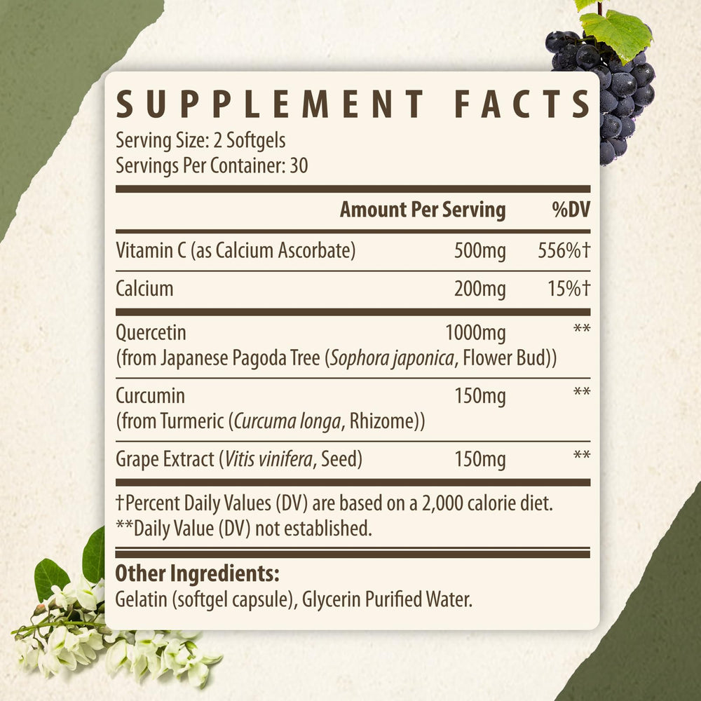 Kynderynl Quercetin 1000mg softgels packaging close-up showing high-potency formula.