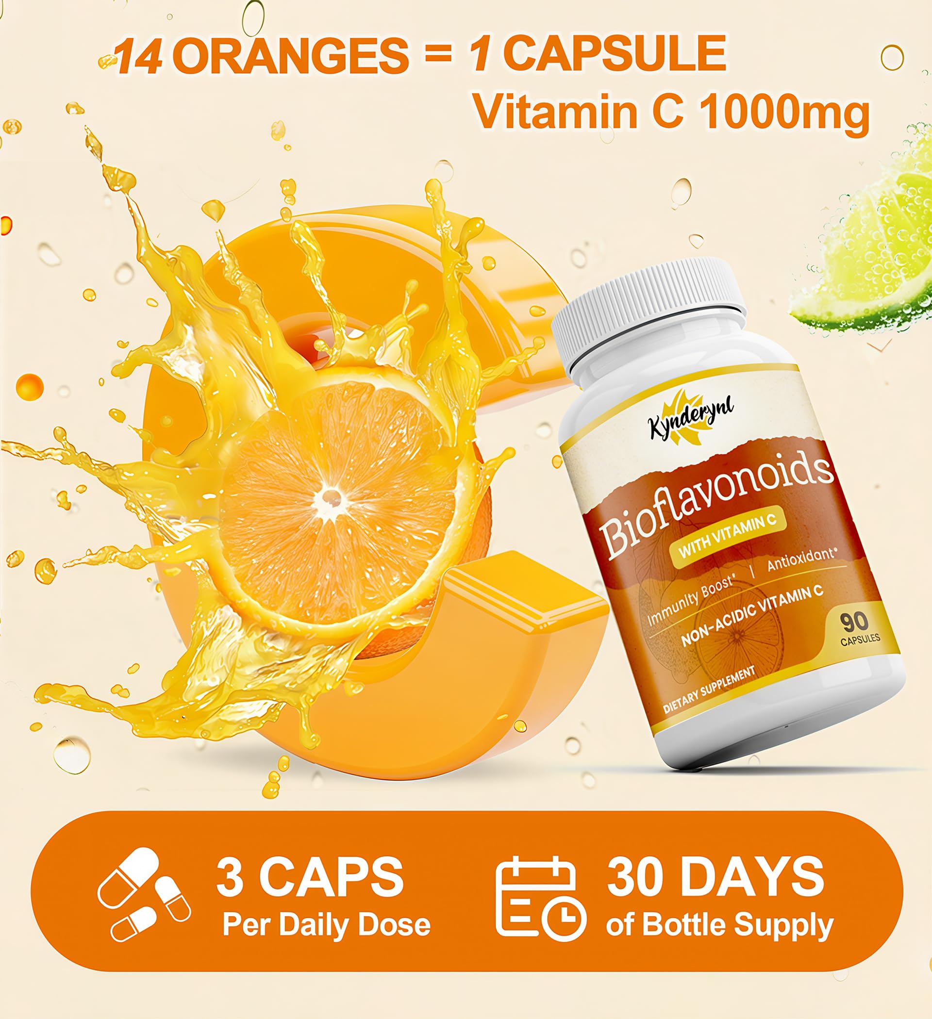 Kynderynl product image on desk with vegan and gluten-free labeling