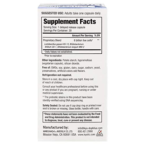 Kyo-Dophilus Fifty Plus label highlights non-GMO gluten-free formulation.