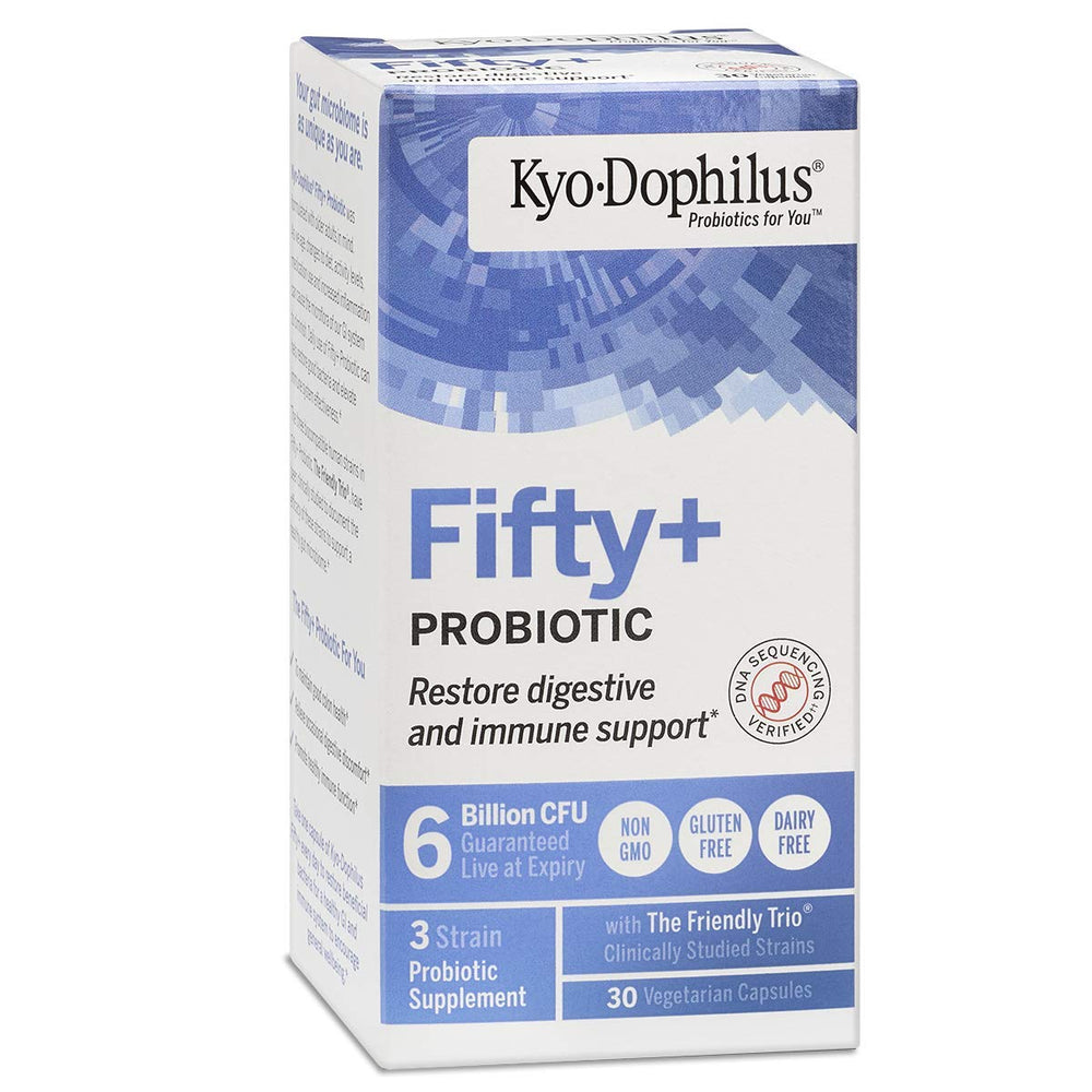 Kyo-Dophilus Fifty Plus travel-friendly bottle for busy routines.
