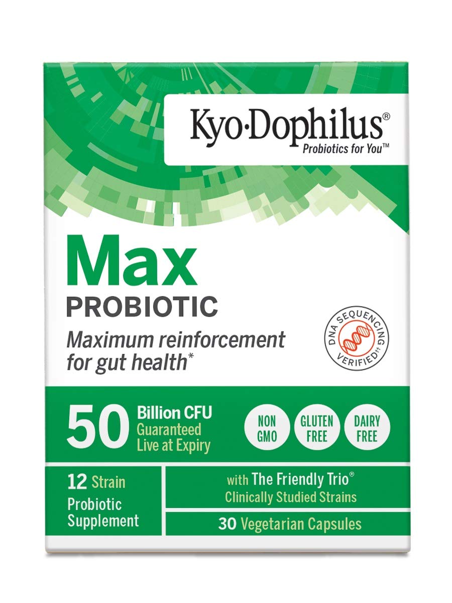 Kyo-Dophilus capsules close-up highlighting 30 capsules for ongoing gut support.