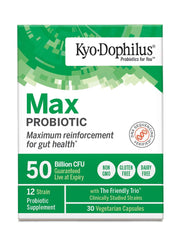 Kyo-Dophilus capsules close-up highlighting 30 capsules for ongoing gut support.