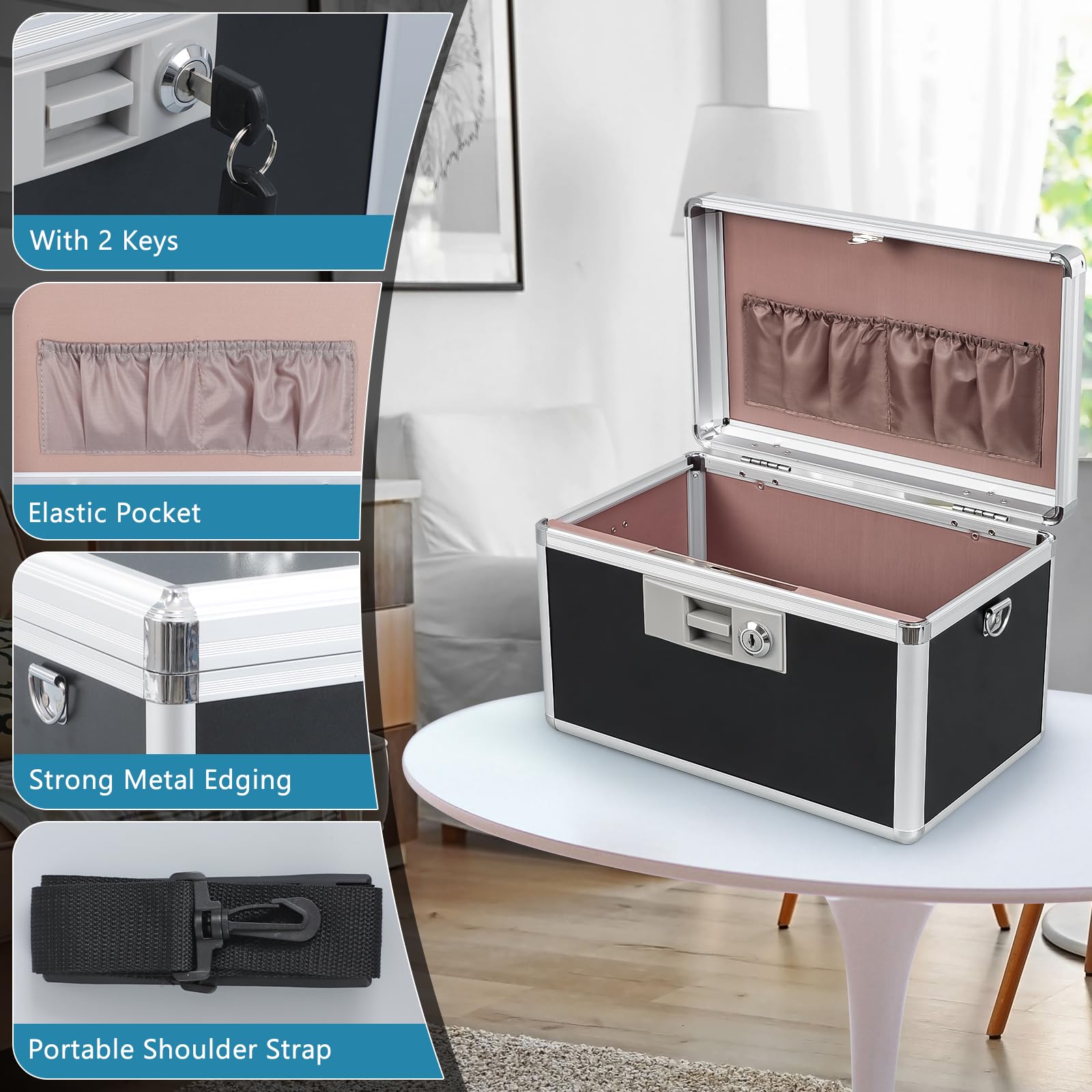 KYODOLED lock box shoulder strap emphasizes hands-free transport for travel and camping.