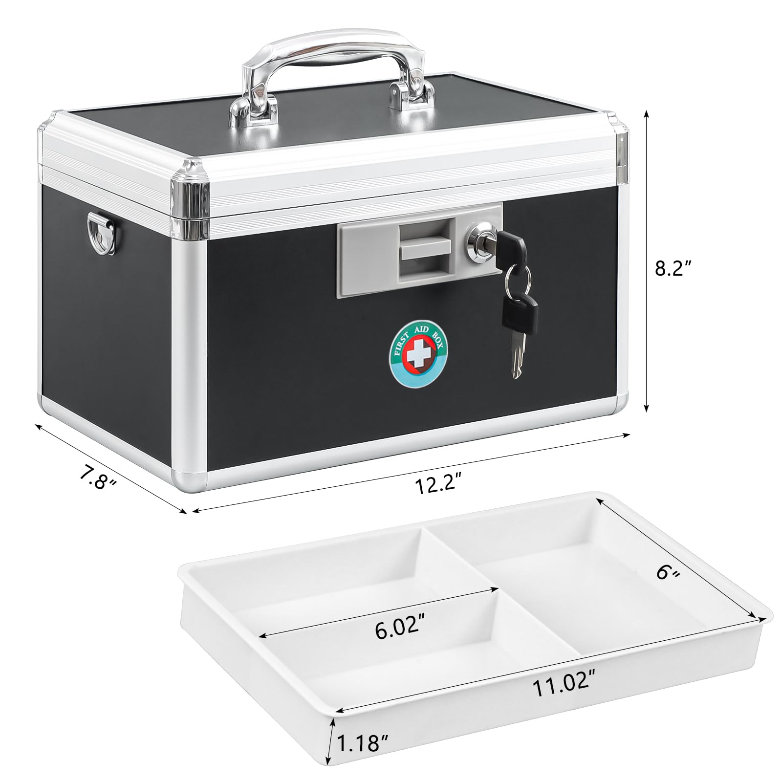 KYODOLED medication lock box open with keys demonstrates easy access and double security.