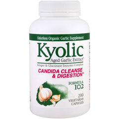 Kyolic 102 Garlic bottle with enzyme for daily wellness.