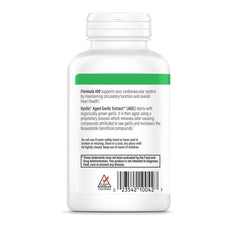 Pouring Kyolic Aged Garlic Extract bottle for convenient odorless daily use.