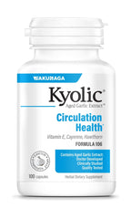 Kyolic Aged Garlic Extract bottle showing odorless circulation support