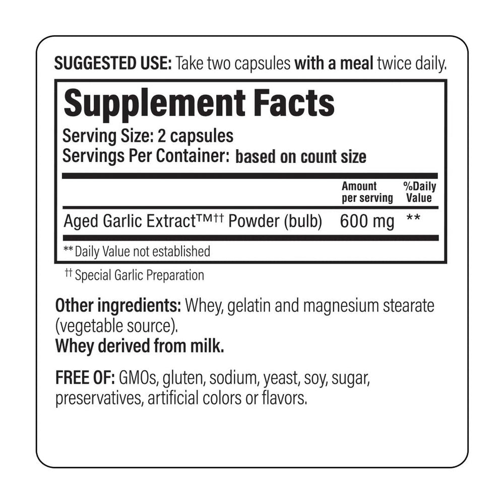 Kyolic Aged Garlic Extract Formula 100 capsules being poured for everyday cardiovascular-friendly routine.