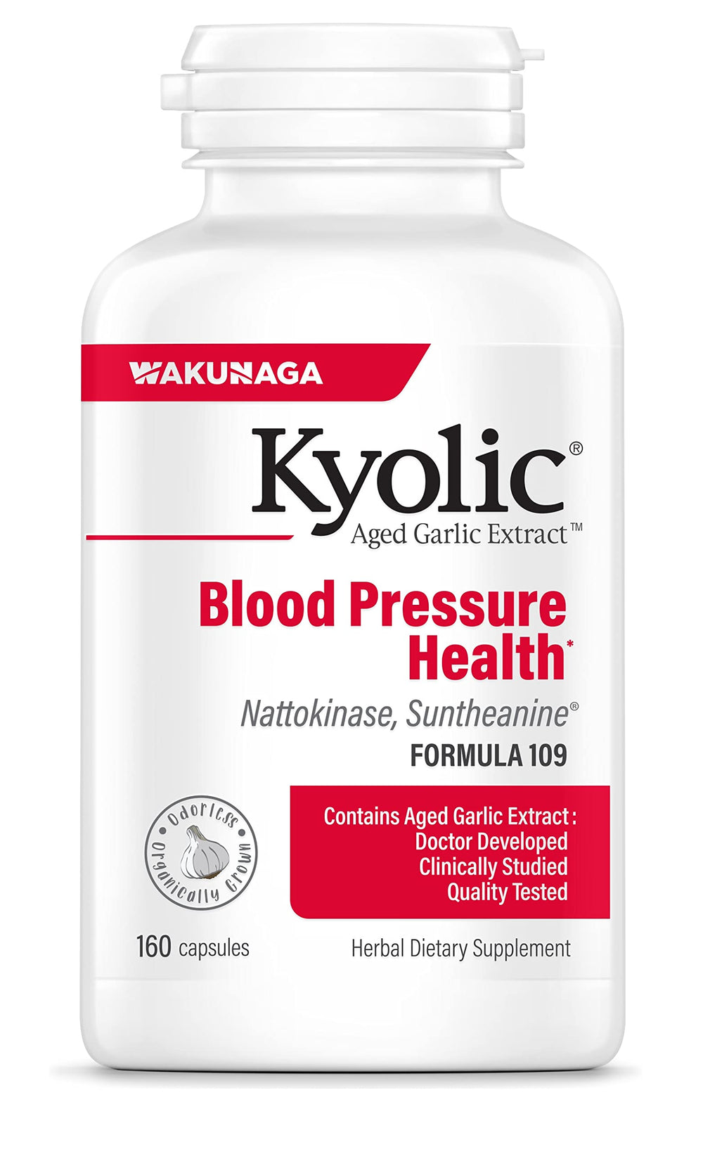 Kyolic Aged Garlic Extract Formula 109 bottle for daily blood pressure support