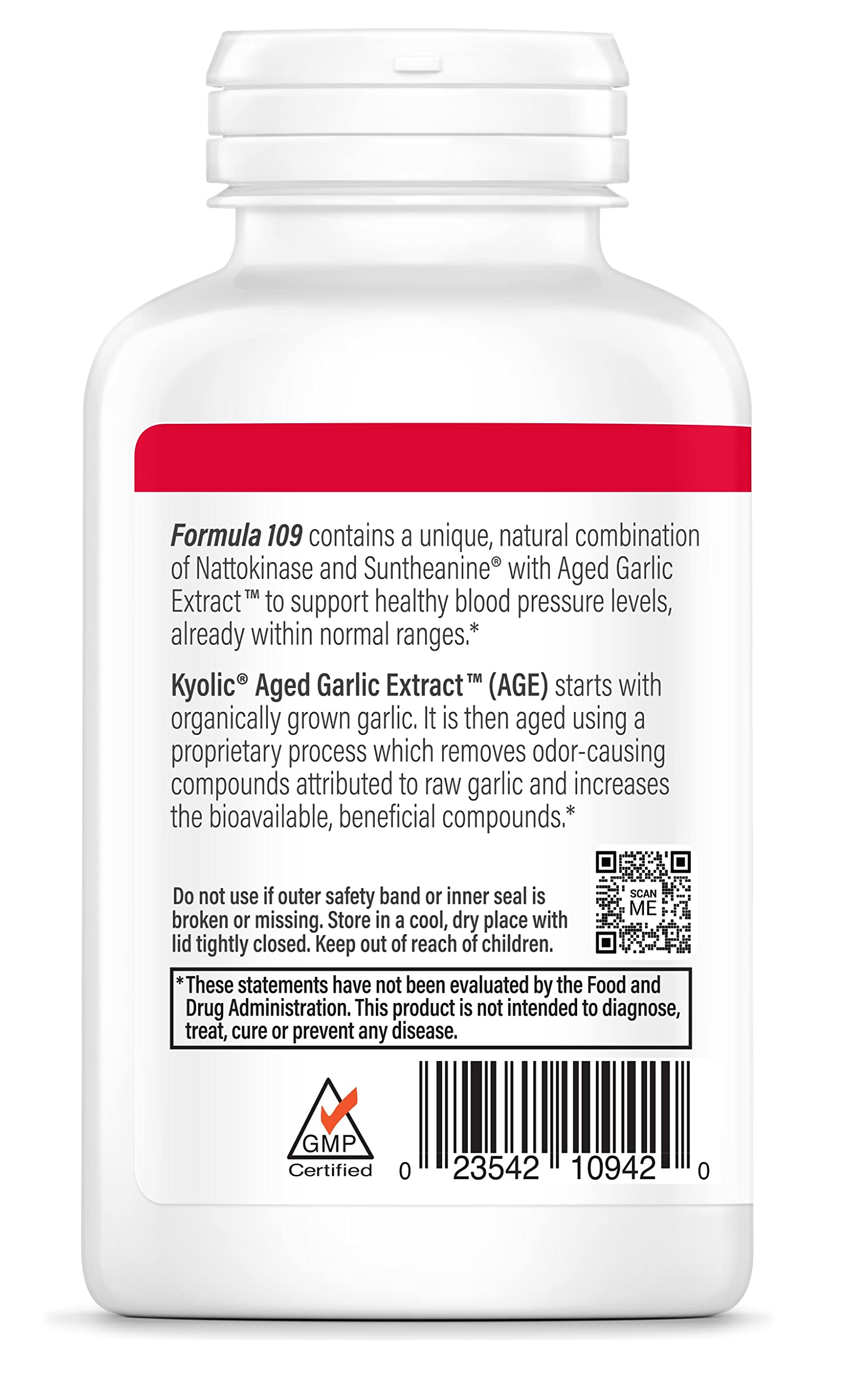 Kyolic Formula 109 capsules shown for convenient daily dosing