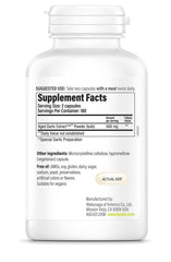 Kyolic Aged Garlic Extract Formula 300 capsules closeup highlights easy-to-swallow vegan capsules.