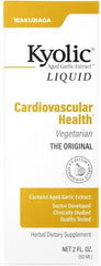 Kyolic Aged Garlic Extract liquid bottles label shows organic, odorless formula for daily use.