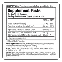 Kyolic Blood Sugar Balance label detail showing immune support ingredients.